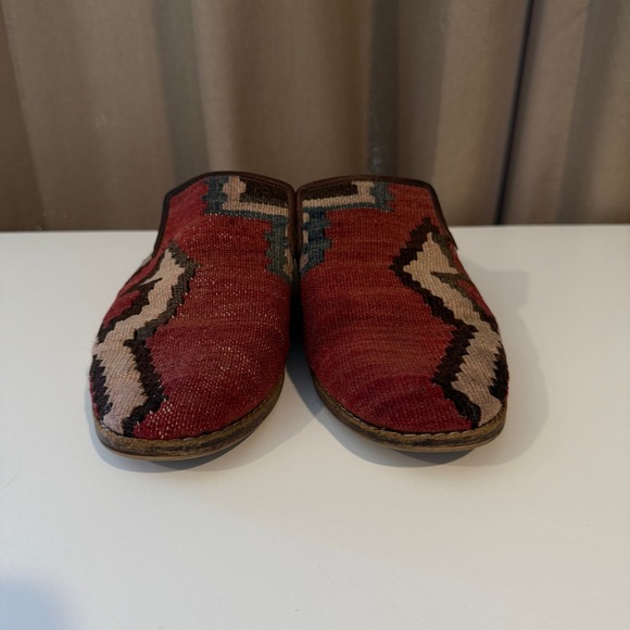 Woven Kilim Mule Slides, Bohemian Decor Shoes, Slip On Loafers - Picture 4 of 8